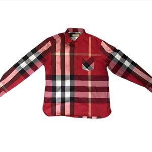 Mea Burberry Dress Shirt, size XXL, color: red, black & beige